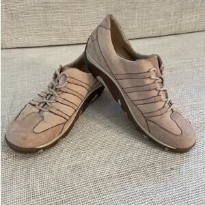 Waldlaufer Ladies Size 5.5 Comfort Lace Up Shoes Tan Leather Suede, Walking